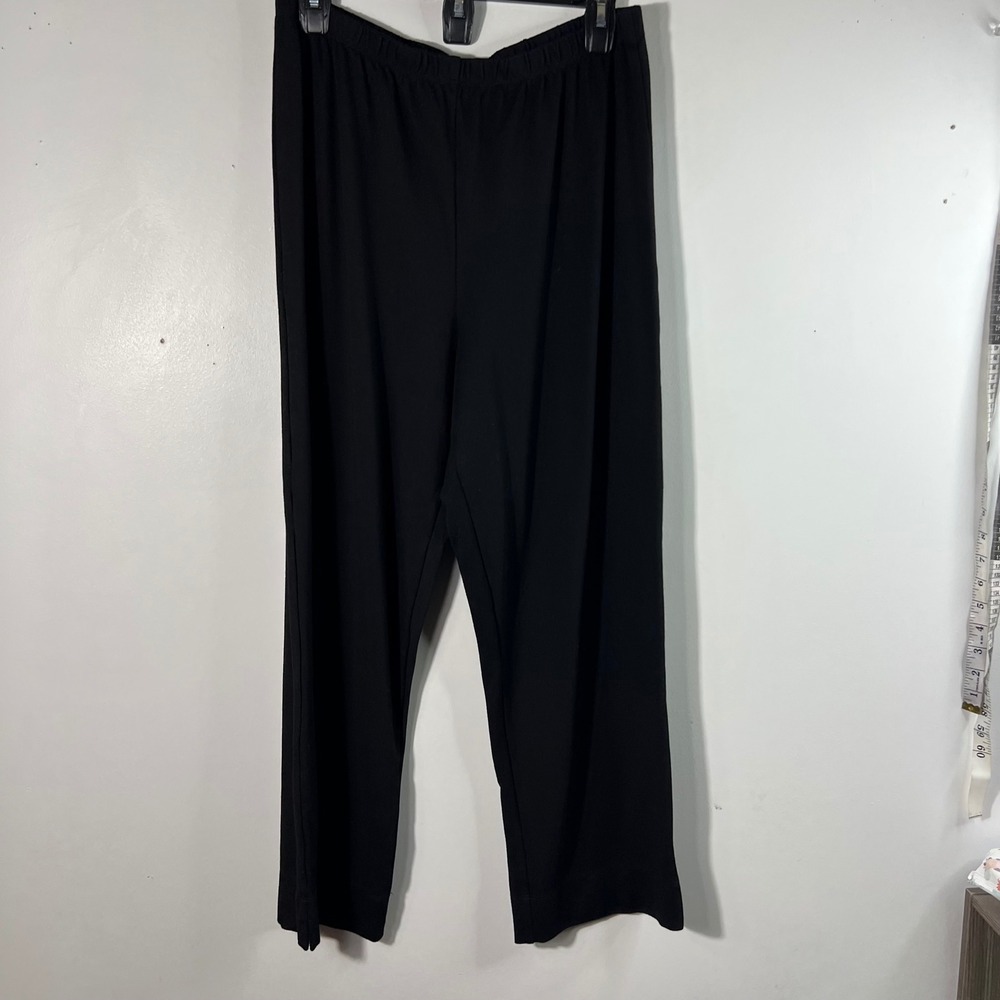 Womens Bryn Walker‎ Stretch Pull On Pants Black L Straight Leg Wide